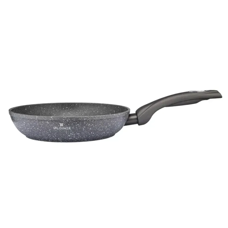 Stalowa patelnia granitowa do smażenia i duszenia, brodzik z nieprzywierającą powłoką, nowoczesny design, idealna do kuchni, trwała i łatwa w czyszczeniu, marka Valdinox.