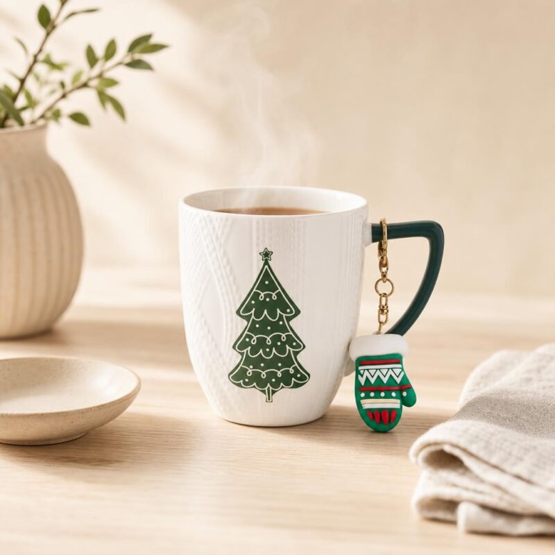 Kubek porcelanowy z brelokiem 440 ml Winter Wool Choinka