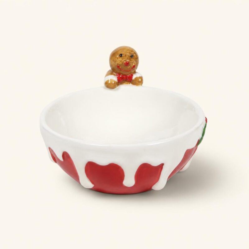 Miska ceramiczna 17 cm Deco Xmas biało-czerwona