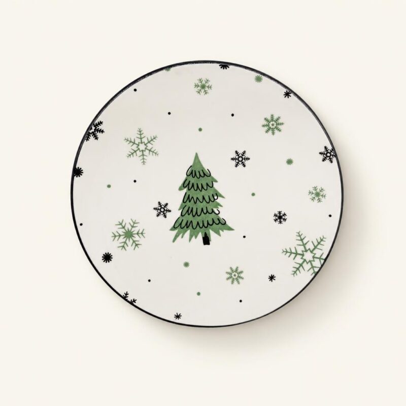 Talerz deserowy ceramiczny 19 cm Zimowe Drzewko