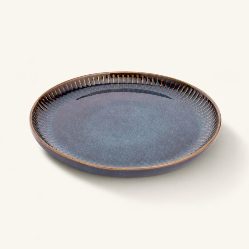 Talerz deserowy porcelanowy 20,5 cm Reactive Stripes granatowy