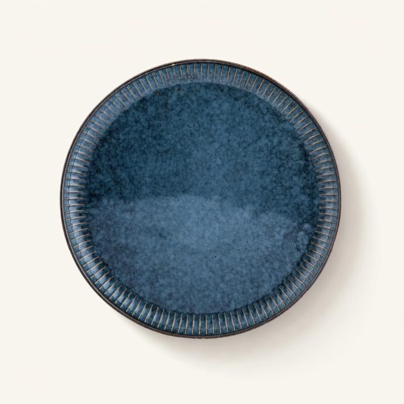 Talerz obiadowy porcelanowy 26 cm Reactive Stripes granatowy