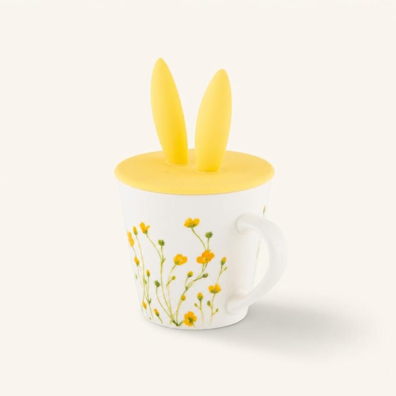 Kubek porcelanowy z pokrywką 330 ml królik