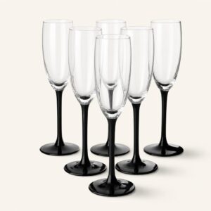 Kieliszki do szampana 180 ml Onyx czarna nóżka 6 szt.