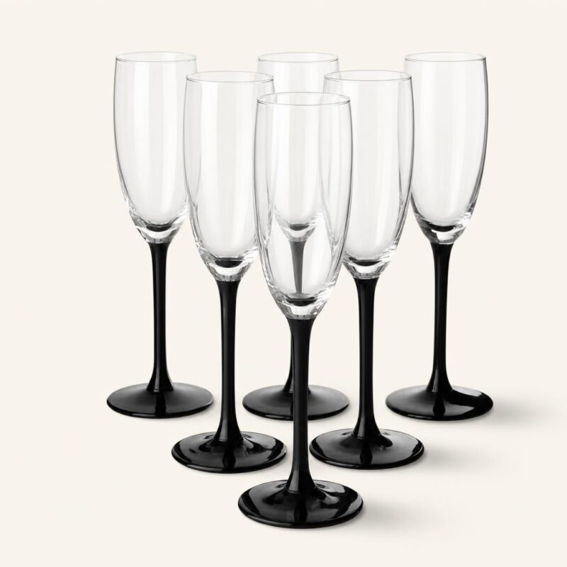 Kieliszki do szampana 180 ml Onyx czarna nóżka 6 szt.