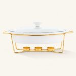 Naczynie porcelanowe z podgrzewaczem 1,5 L Regular złote