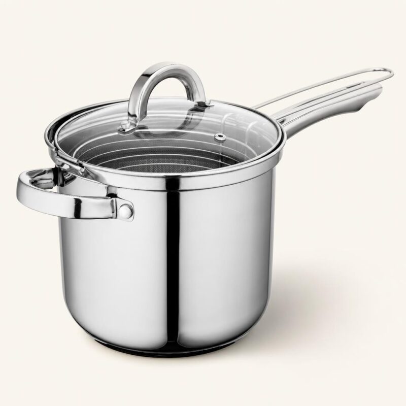 Garnek stalowy z koszykiem 18 cm srebrny