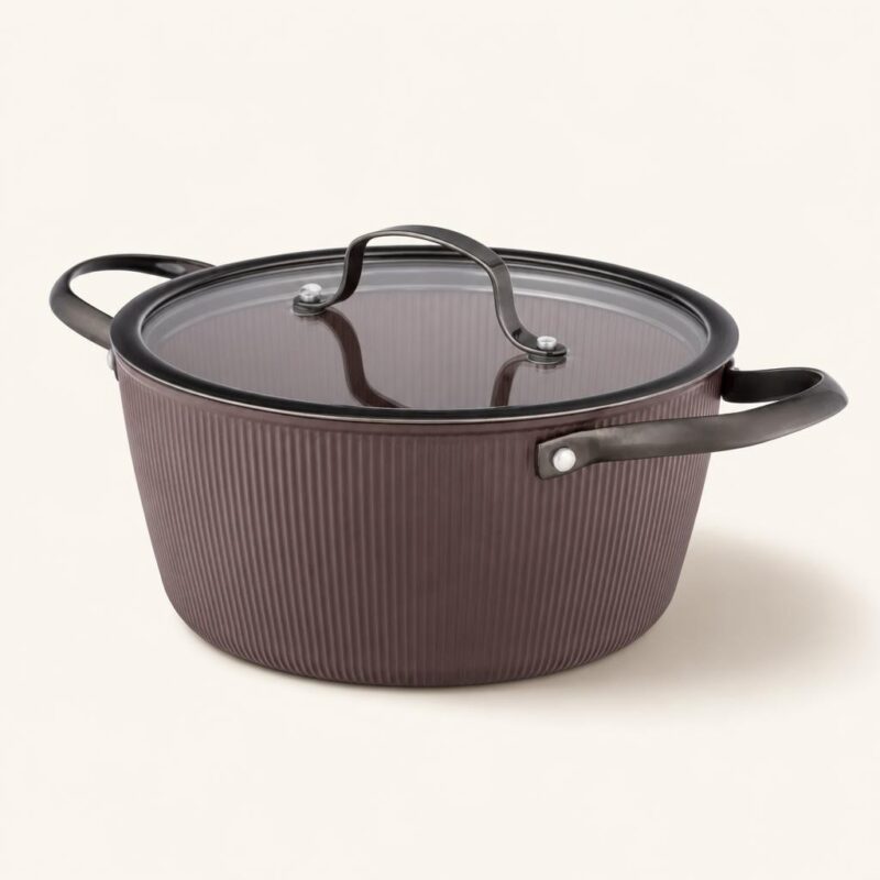 Garnek aluminiowy z pokrywką 24 cm brązowy