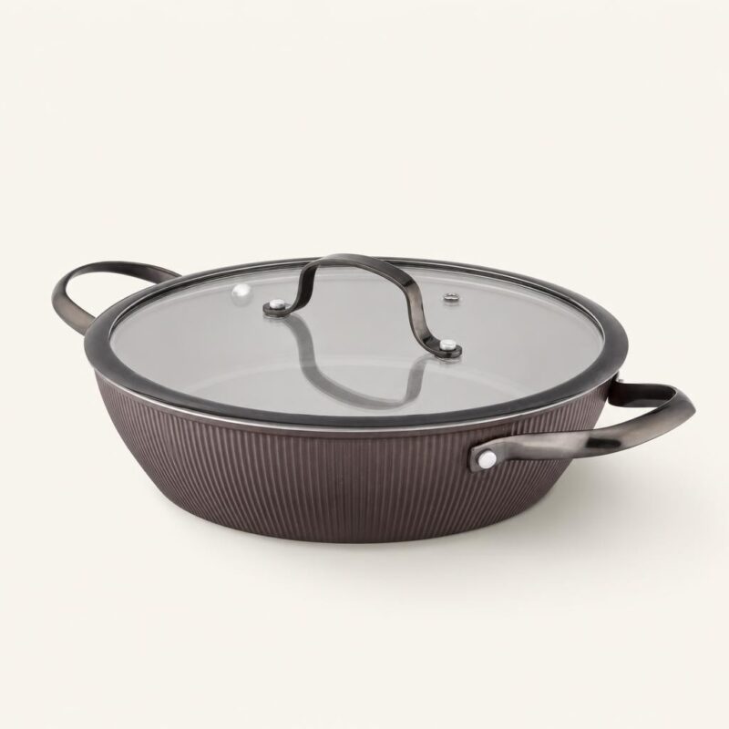 Rondel aluminiowy z pokrywką 28 cm brązowy