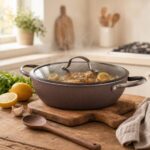 Rondel aluminiowy z pokrywką 28 cm brązowy