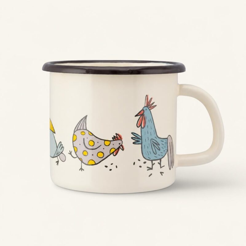 Kubek emaliowany kremowy 450 ml 9 cm kurki