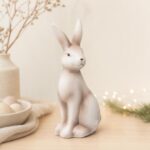Figurka Zając ceramiczna 18 cm biało-brązowa