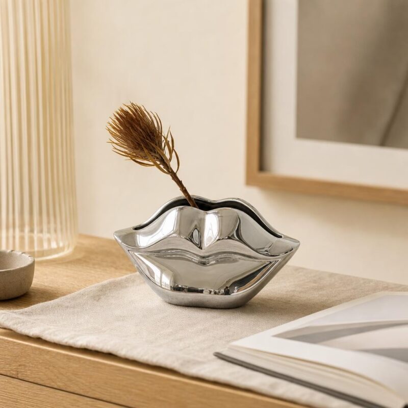 Wazon ceramiczny usta 27 cm srebrny
