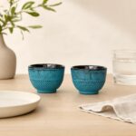 Żeliwne czarki do herbaty turkusowe 2 szt 150 ml