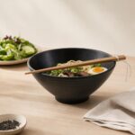 Miska ceramiczna ramen 1L czarna z pałeczkami