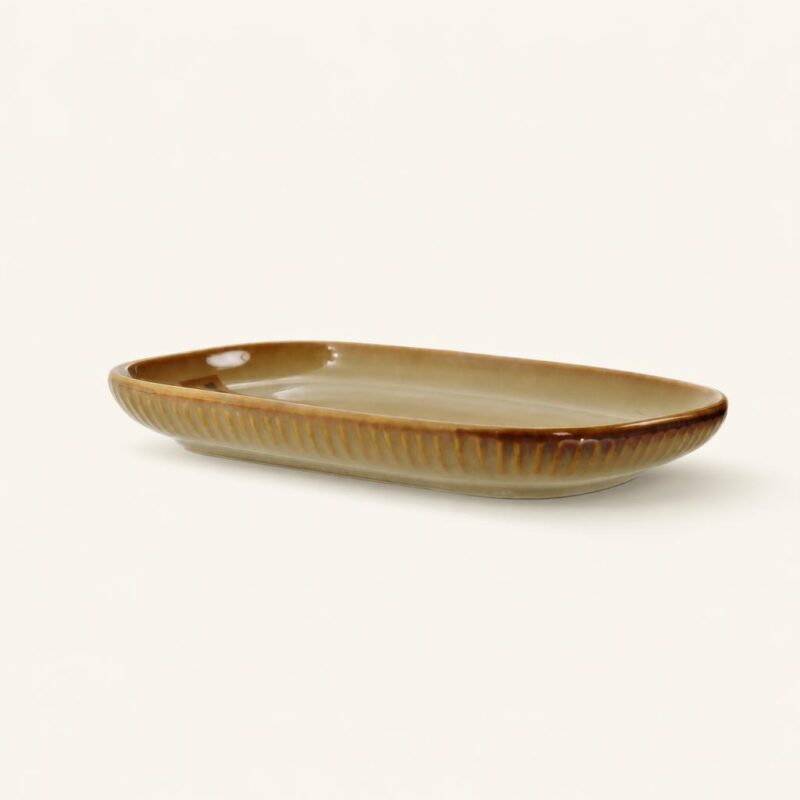 Półmisek ceramiczny prostokątny 19 cm Ombres Insta brązowo-zielony