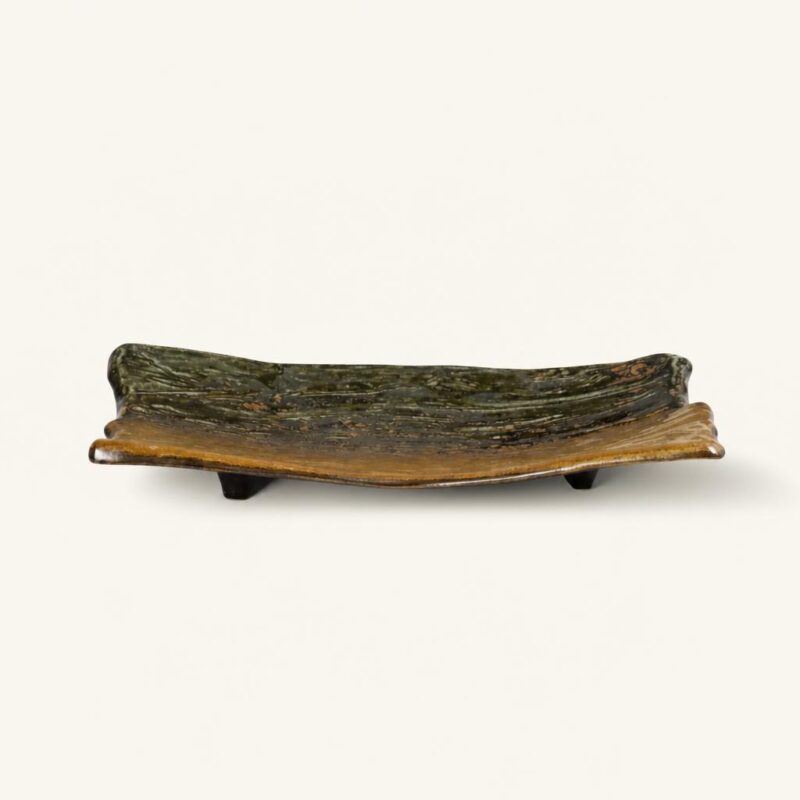 Patera ceramiczna 21x11 cm brązowo-zielona