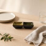 Miseczka ceramiczna podwójna 14 cm brązowo-zielona