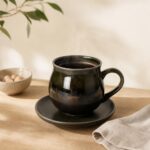 Kubek ceramiczny 8 cm brązowo-zielony