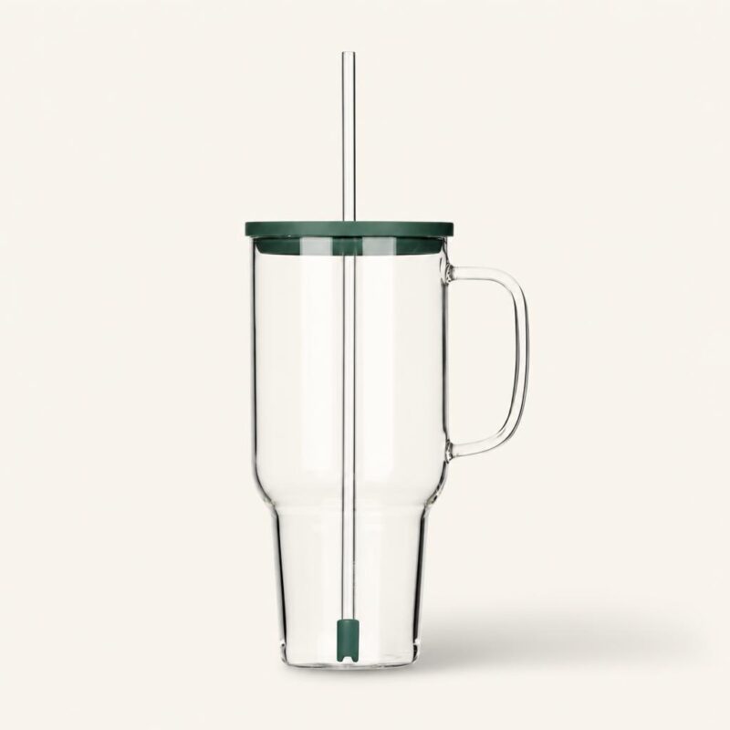 Kubek szklany ze słomką 1,1 L
