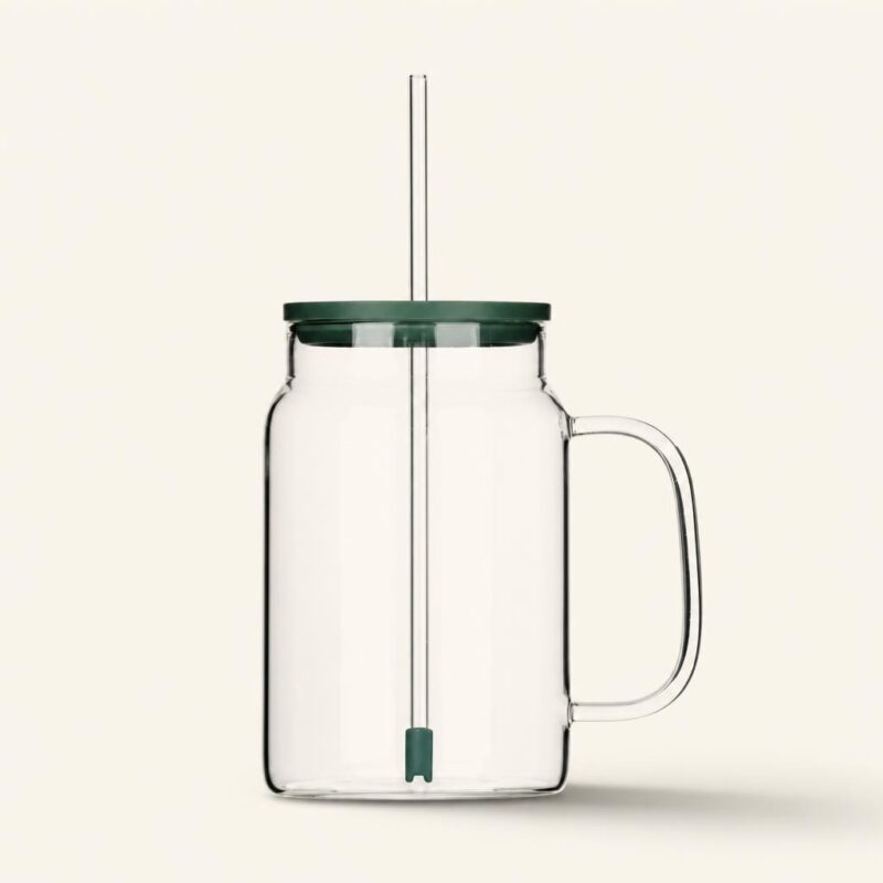 Kubek szklany ze słomką i pokrywką 1,5 L Rol Big