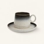 Filiżanka ceramiczna ze spodkiem 120 ml grafitowa