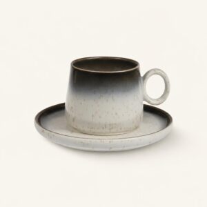 Filiżanka ceramiczna ze spodkiem 120 ml grafitowa
