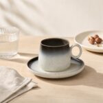 Filiżanka ceramiczna ze spodkiem 120 ml grafitowa