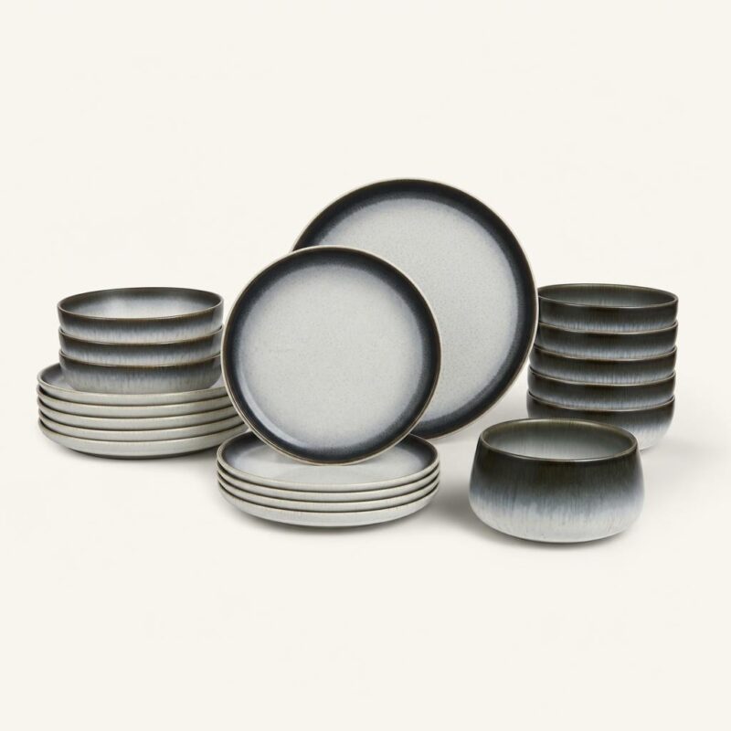 Serwis obiadowy ceramiczny 18 el. grafitowy ombre