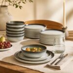 Serwis obiadowy ceramiczny 18 el. grafitowy ombre