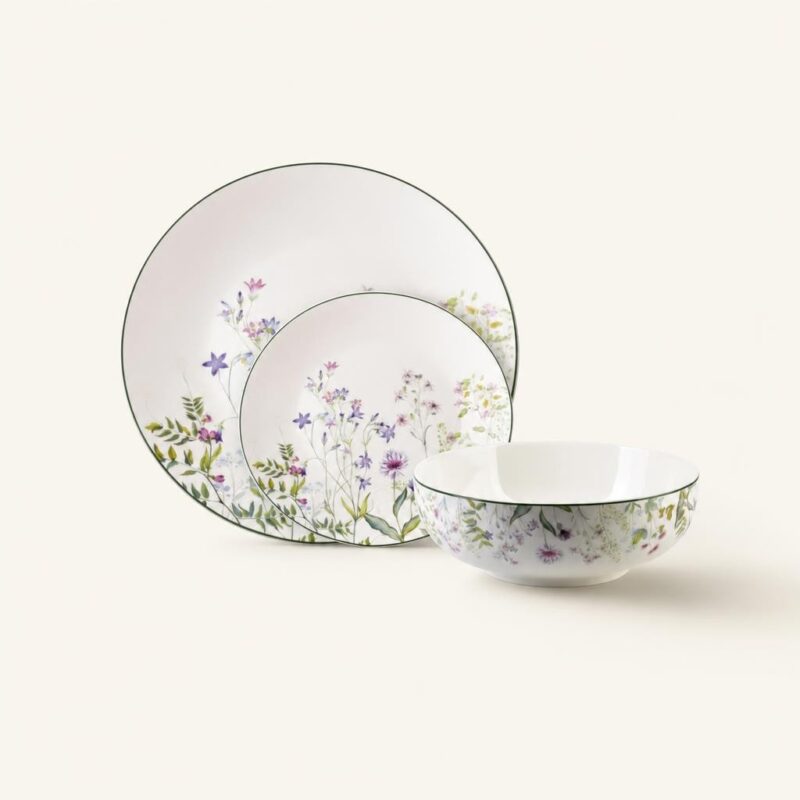Serwis obiadowy porcelana 18 elementów zielony