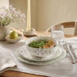 Serwis obiadowy porcelana 18 elementów zielony