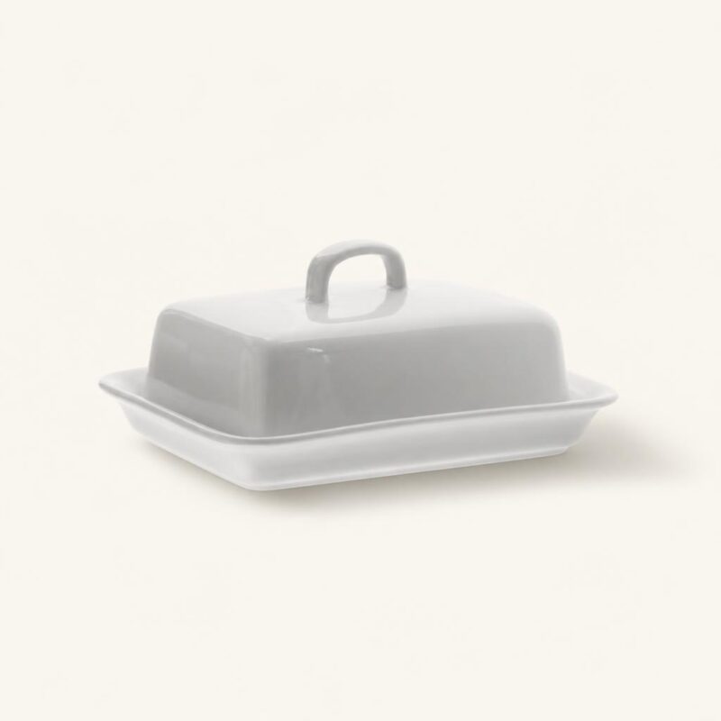 Maselniczka porcelanowa prostokątna 17 cm biała