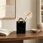 Wazon ceramiczny torebka 26 cm czarny