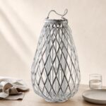 Lampion wiklinowy wysoki 70 cm Lucie biały