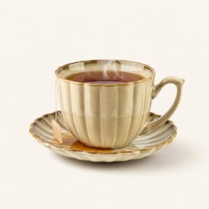 Filiżanka porcelanowa ze spodkiem 300 ml beżowa