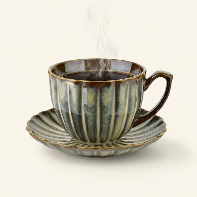 Filiżanka ze spodkiem porcelanowa 300ml zielona