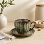 Filiżanka ze spodkiem porcelanowa 300ml zielona