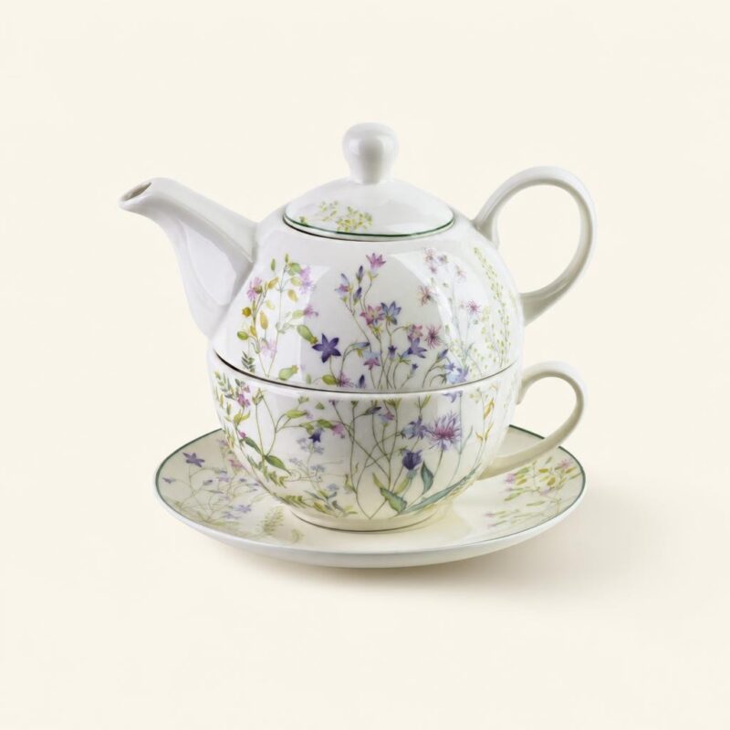 Zestaw Tea For One porcelanowy Faccia Verde 410/280ml