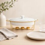 Naczynie porcelanowe z podgrzewaczem 1,5 L Regular złote